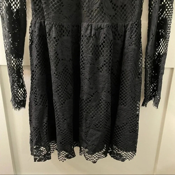 & Other Stories Long Sleeve Lace Detail Black Fit Flare Dress US 8 Black - Picture 5 of 11